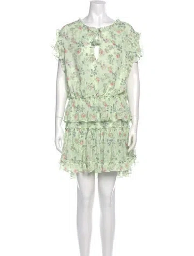 Pre-owned Misa Floral Print Mini Dress In Neutral