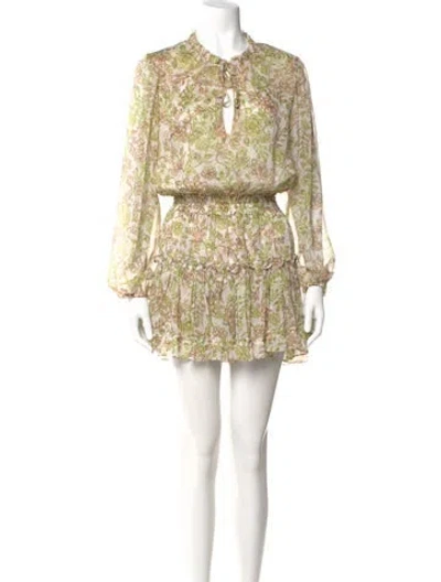 Pre-owned Misa Floral Print Mini Dress In Neutral