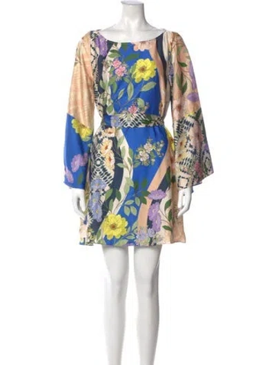 Pre-owned Misa Floral Print Mini Dress In Neutral