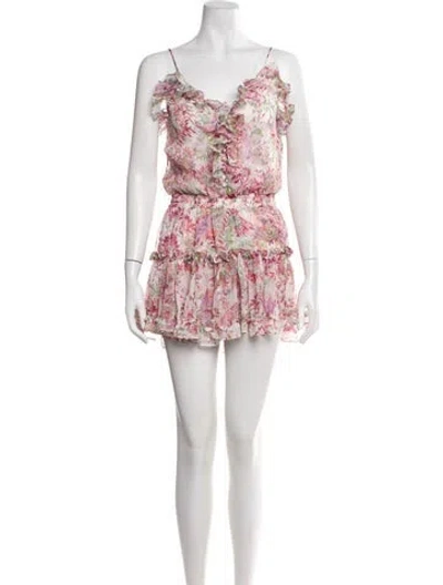 Pre-owned Misa Floral Print Mini Dress In Neutral