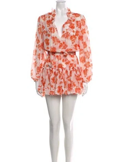 Pre-owned Misa Floral Print Mini Dress In Neutral