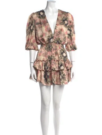 Pre-owned Misa Floral Print Mini Dress In Neutral