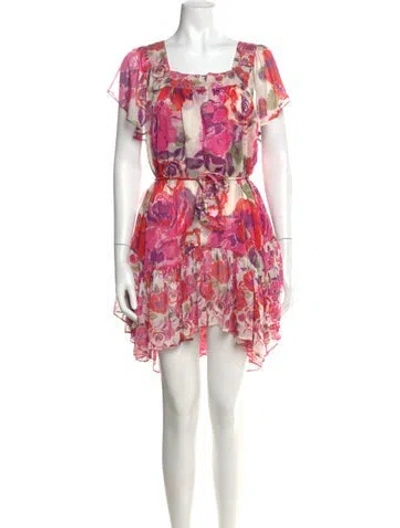 Pre-owned Misa Floral Print Mini Dress In Neutral