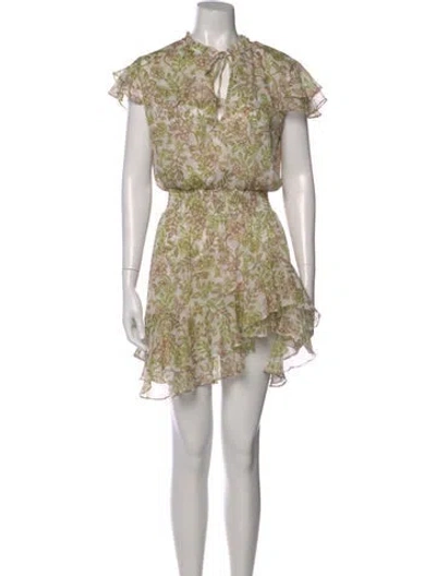 Pre-owned Misa Floral Print Mini Dress In Neutral