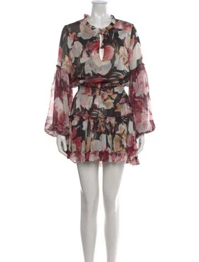 Pre-owned Misa Floral Print Mini Dress In Neutral