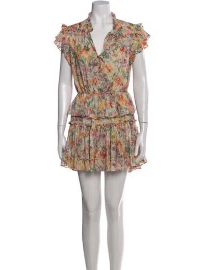 Pre-owned Misa Floral Print Mini Dress In Neutral