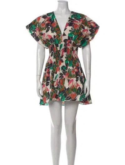 Pre-owned Misa Floral Print Mini Dress In Neutral