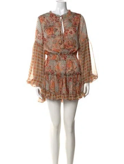 Pre-owned Misa Floral Print Mini Dress In Neutral