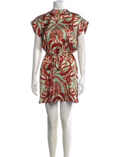Pre-owned Misa Floral Print Mini Dress In Neutral