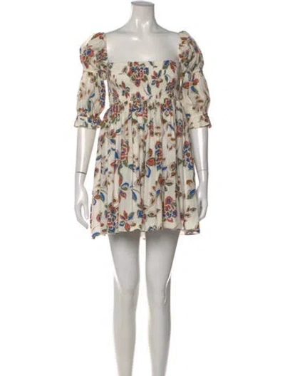 Pre-owned Misa Floral Print Mini Dress In Neutral