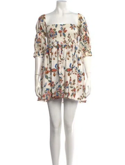 Pre-owned Misa Floral Print Mini Dress In Neutral