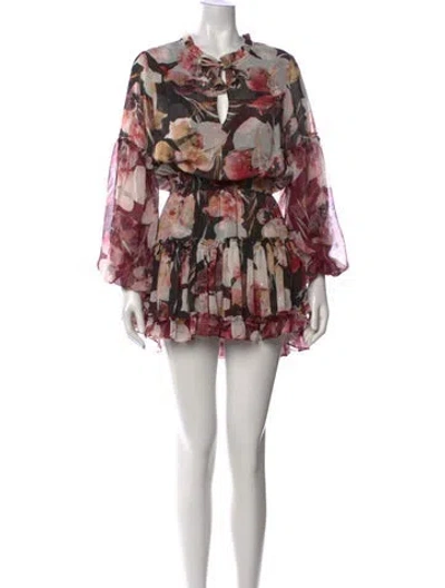 Pre-owned Misa Floral Print Mini Dress In Neutral