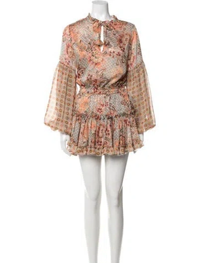 Pre-owned Misa Floral Print Mini Dress In Neutral