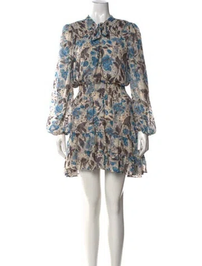 Pre-owned Misa Floral Print Mini Dress In Neutral