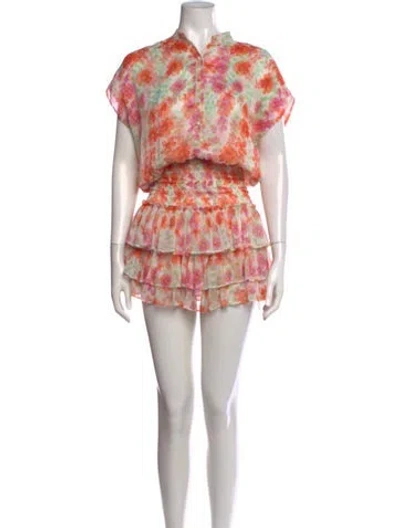 Pre-owned Misa Floral Print Mini Dress In Neutral