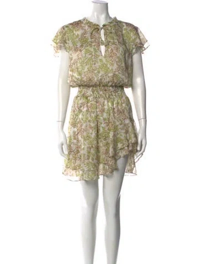 Pre-owned Misa Floral Print Mini Dress In Neutral