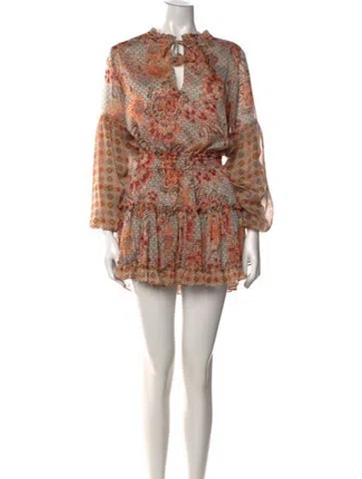 Pre-owned Misa Floral Print Mini Dress In Neutral