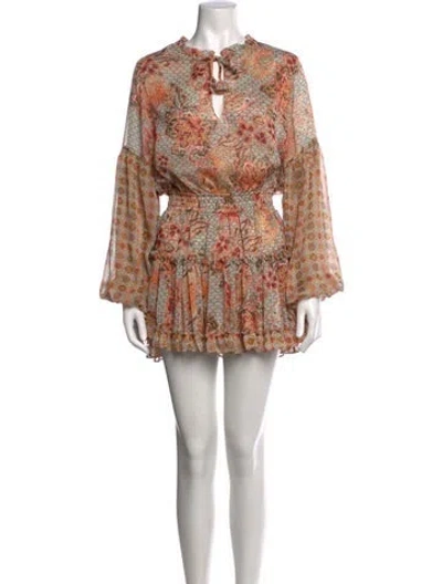 Pre-owned Misa Floral Print Mini Dress In Neutrals