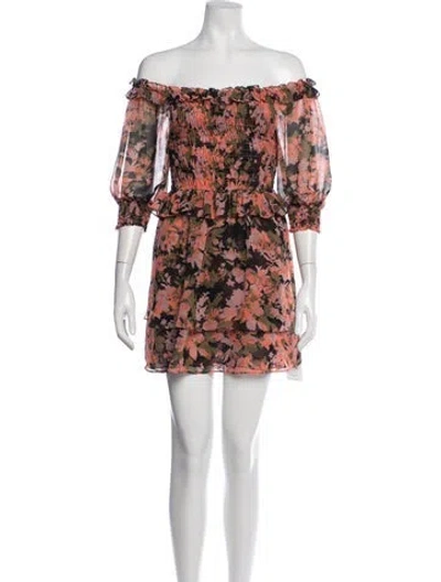 Pre-owned Misa Floral Print Mini Dress In Neutrals
