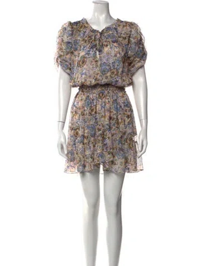 Pre-owned Misa Floral Print Mini Dress In Neutrals