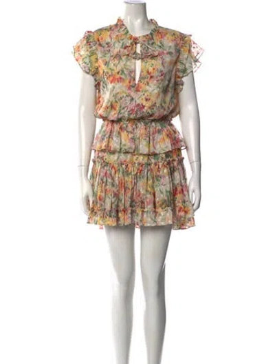 Pre-owned Misa Floral Print Mini Dress In Neutrals