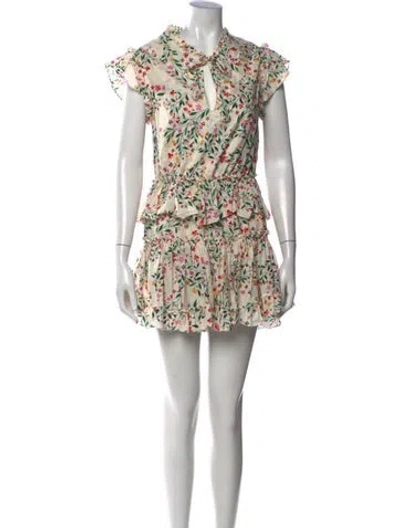 Pre-owned Misa Floral Print Mini Dress In Neutrals