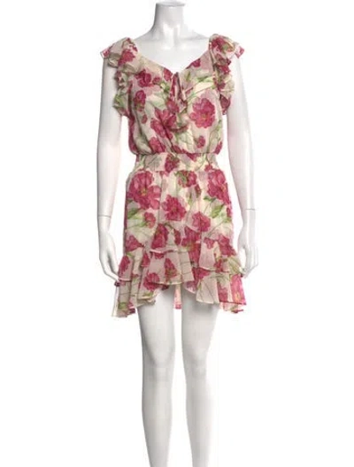 Pre-owned Misa Floral Print Mini Dress In Neutrals