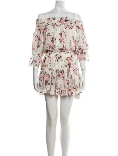 Pre-owned Misa Floral Print Mini Dress In Neutrals