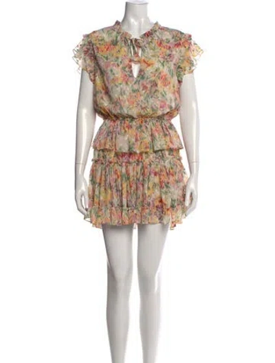 Pre-owned Misa Floral Print Mini Dress In Neutrals