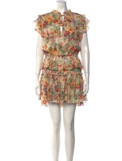 Pre-owned Misa Floral Print Mini Dress In Neutrals