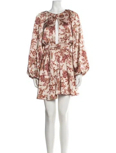 Pre-owned Misa Floral Print Mini Dress In Neutrals/orange