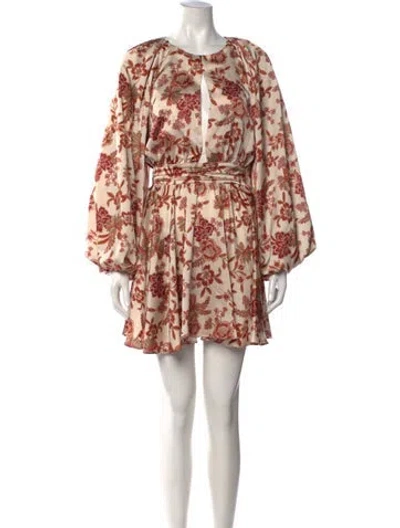 Pre-owned Misa Floral Print Mini Dress In Neutrals/orange