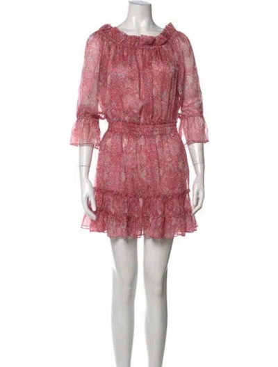 Pre-owned Misa Floral Print Mini Dress In Neutrals/pink