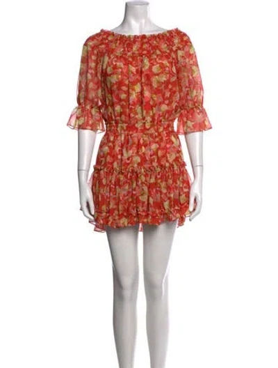 Pre-owned Misa Floral Print Mini Dress In Neutrals/red