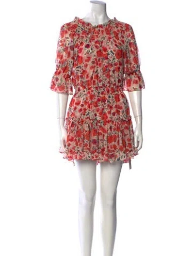 Pre-owned Misa Floral Print Mini Dress In Neutrals/red