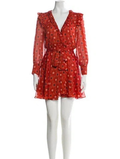 Pre-owned Misa Floral Print Mini Dress In Orange