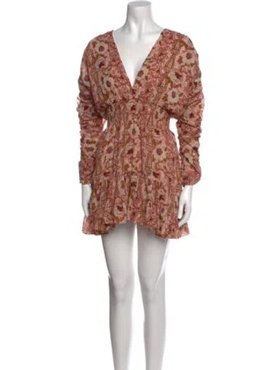 Pre-owned Misa Floral Print Mini Dress In Orange