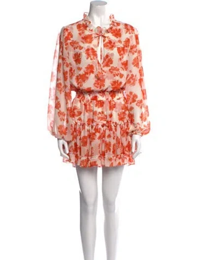 Pre-owned Misa Floral Print Mini Dress In Orange
