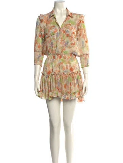 Pre-owned Misa Floral Print Mini Dress In Orange