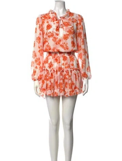 Pre-owned Misa Floral Print Mini Dress In Orange