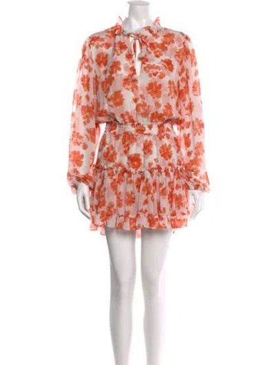 Pre-owned Misa Floral Print Mini Dress In Orange