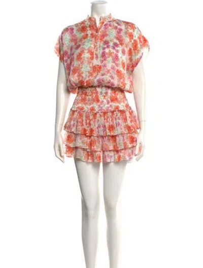 Pre-owned Misa Floral Print Mini Dress In Orange