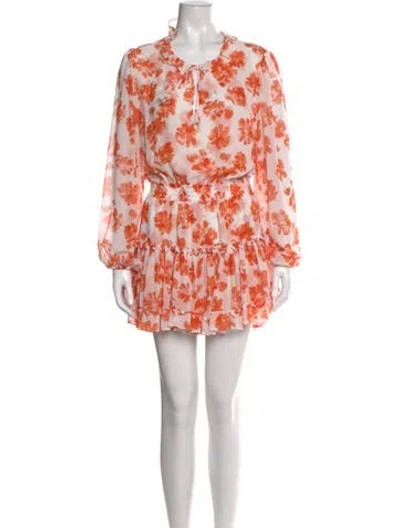 Pre-owned Misa Floral Print Mini Dress In Orange