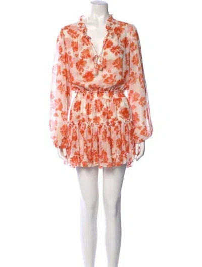 Pre-owned Misa Floral Print Mini Dress In Orange