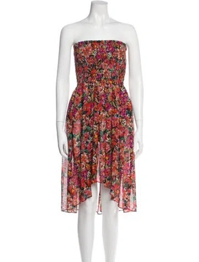 Pre-owned Misa Floral Print Mini Dress In Orange