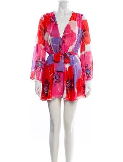Pre-owned Misa Floral Print Mini Dress In Orange