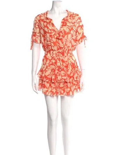 Pre-owned Misa Floral Print Mini Dress In Orange