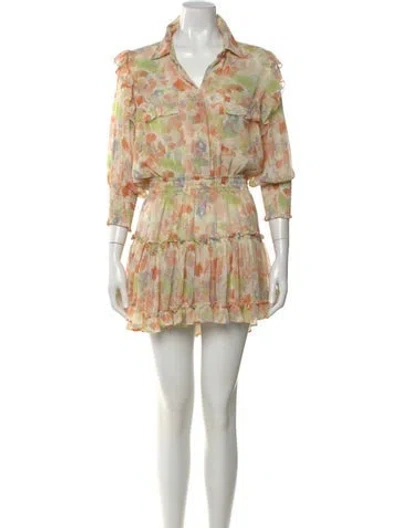 Pre-owned Misa Floral Print Mini Dress In Orange