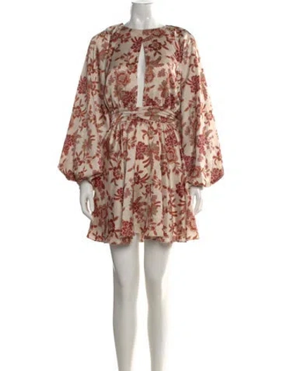 Pre-owned Misa Floral Print Mini Dress In Orange