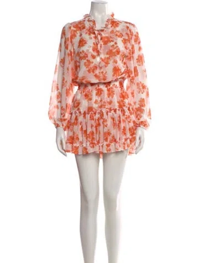 Pre-owned Misa Floral Print Mini Dress In Orange